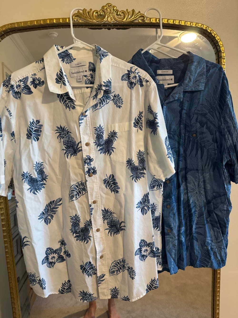 Like New Saddlebred 2 Men’s Hawaiian Shirts Blue and White XL